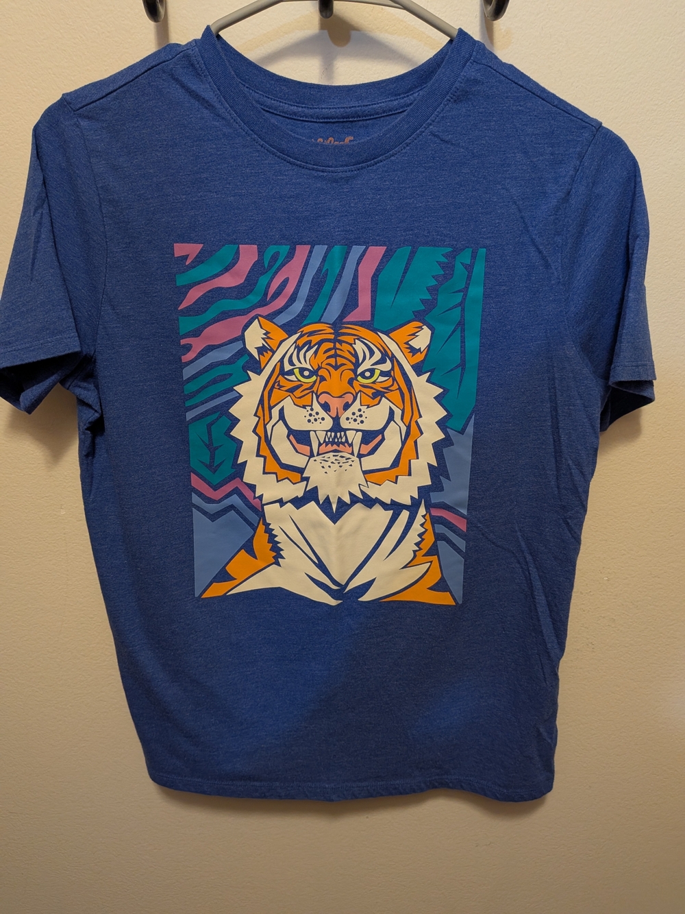 Cat & Jack Royal Blue Short Sleeve Tee with Colorful Tiger Print